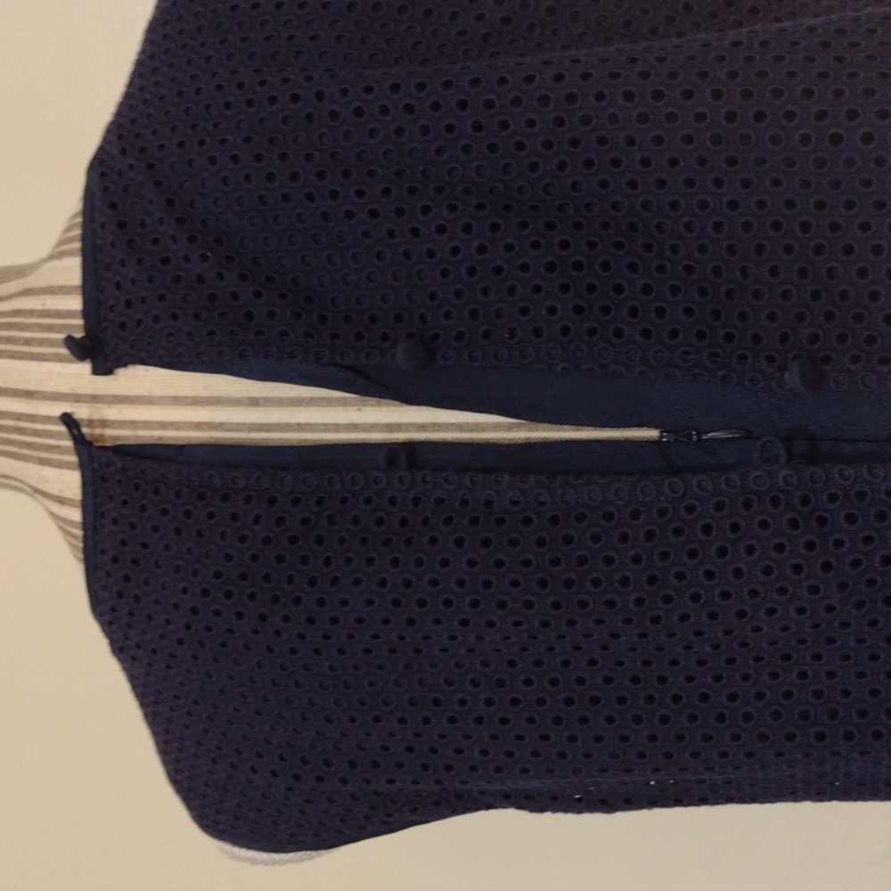 J Crew Navy Eyelet Sleeveless Dress Size 6 - Picture 5 of 10